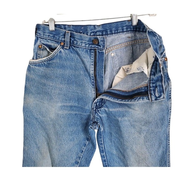 Vtg 80s Levis 557 Blue Jeans Mens 33x34 Distressed Straight Tapered (30x32) USA - Picture 7 of 15